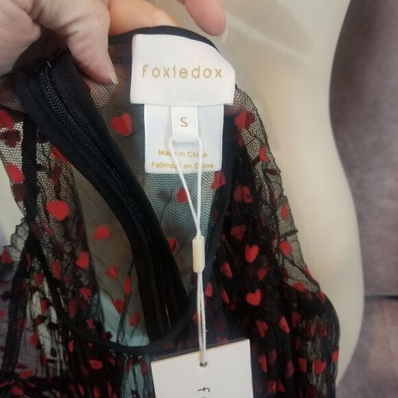 ‎Foxiedox Black Sheer Heart Dress Size Small - Picture 4 of 5